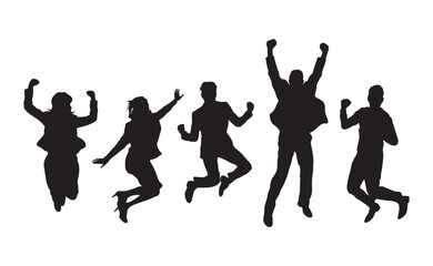 Obraz na płótnie Canvas Business team jumping together silhouette vector.