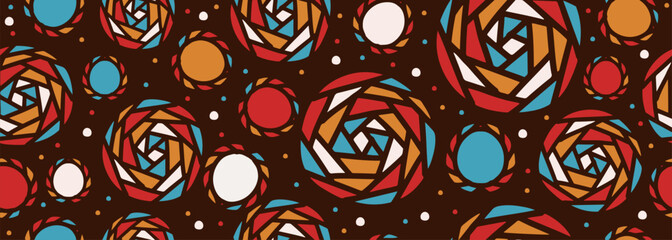 Landscape decorative ethnic style. circle Seamless pattern Australia culture art, hand drawn tortoise.Aboriginal style abstract. Vector illustration for fashion textile print.