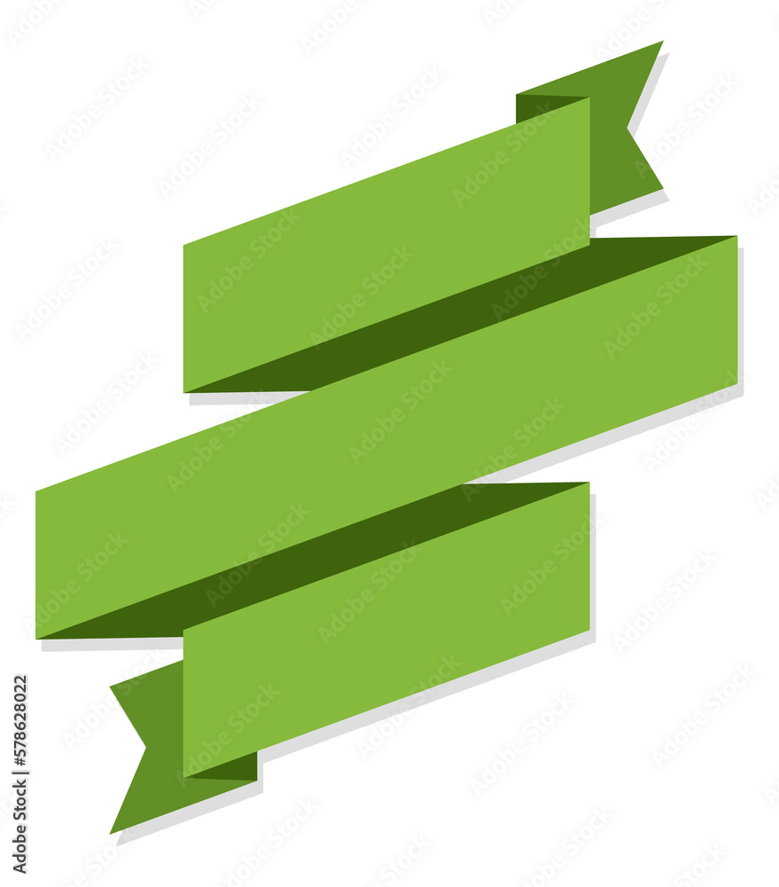 Poster zig zag green ribbon. empty flag label