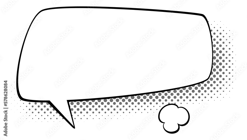 Poster speech bubble template with halftone effect. empty message frame