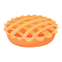 Vector cartoon image of pumpkin pie. An element in warm shades for your design. The concept of autumn comfort.