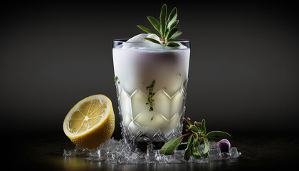 The most elegant the most beautiful delicious Gin Fizz cocktail - obrazy, fototapety, plakaty