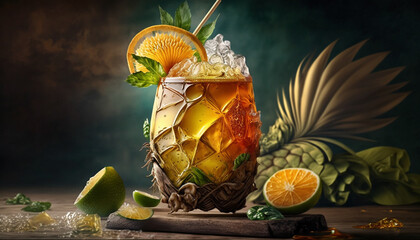 Elegant  beautiful delicious Mai Tai cocktail