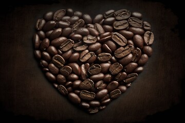 coffee bean in heart shape, AI generated