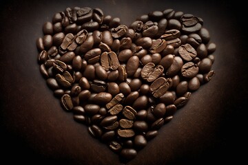 coffee bean in heart shape, AI generated