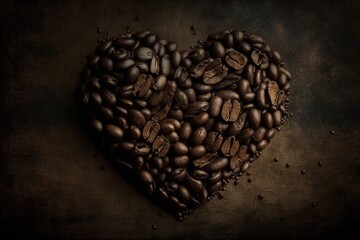 coffee bean in heart shape, AI generated