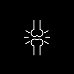  Orthopedic medical. Arthritis bone line icon isolated on black background. 