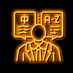 translator language business neon glow icon illustration