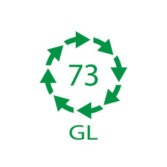 Bottle Glass recycling code 73 GL. Vector illustration