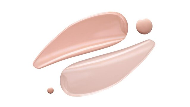 cosmetic smear foundation cream on white background