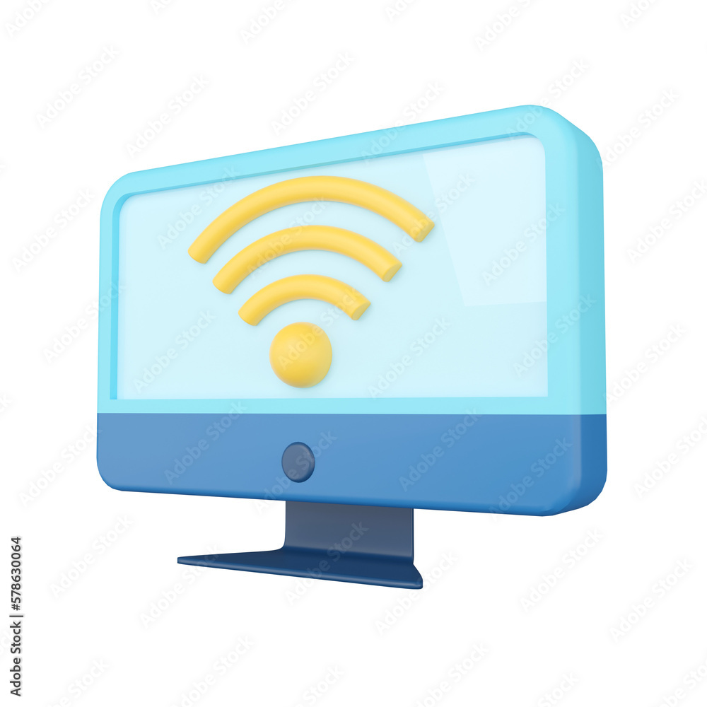 Poster computer. wireless network. 3d rendering.