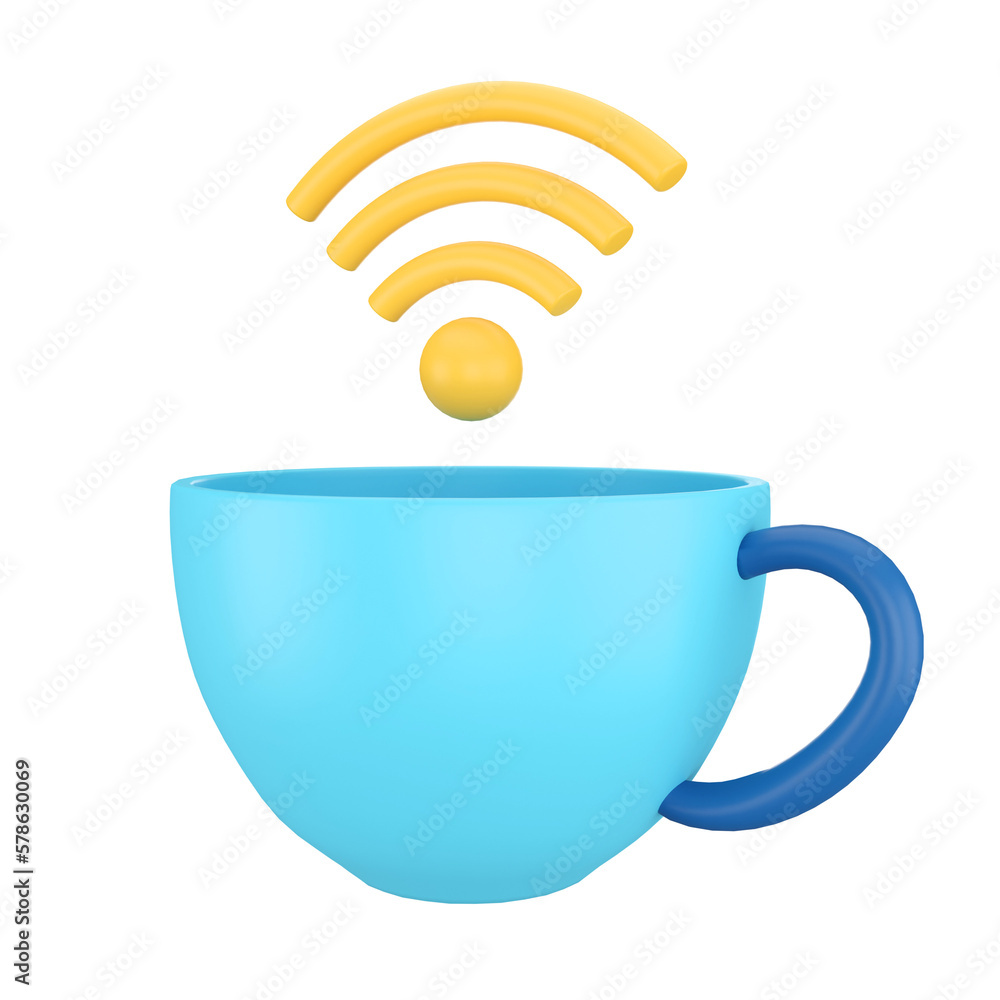 Poster internet cafe. wireless network. 3d rendering.