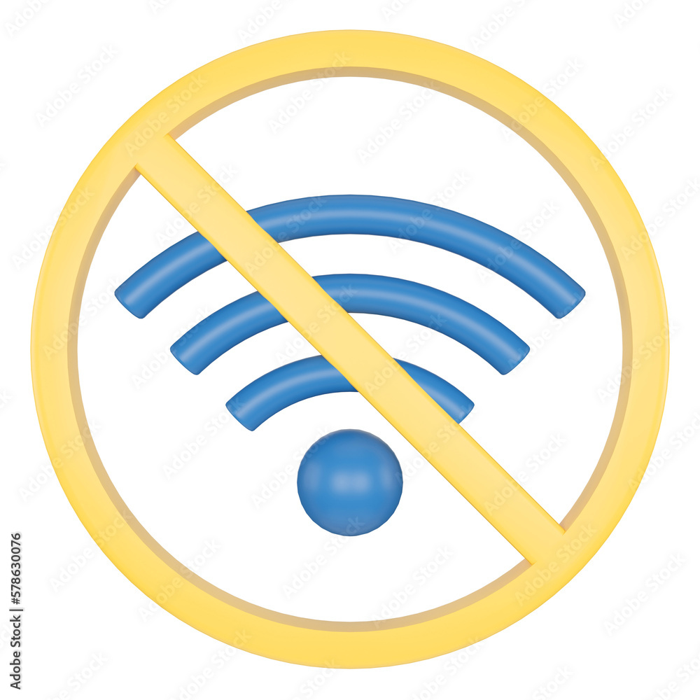 Aufkleber no wifi signal. wireless network. 3d rendering.