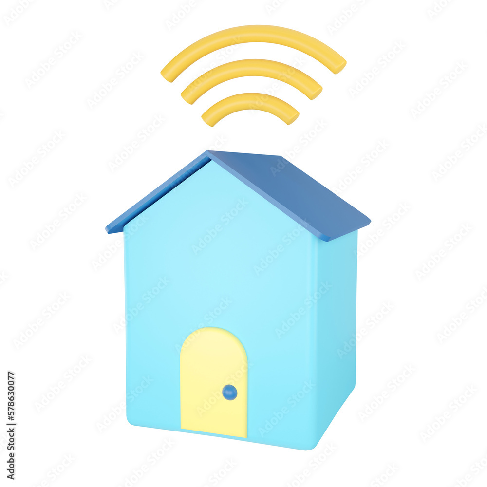 Poster smart home. wireless network. 3d rendering.
