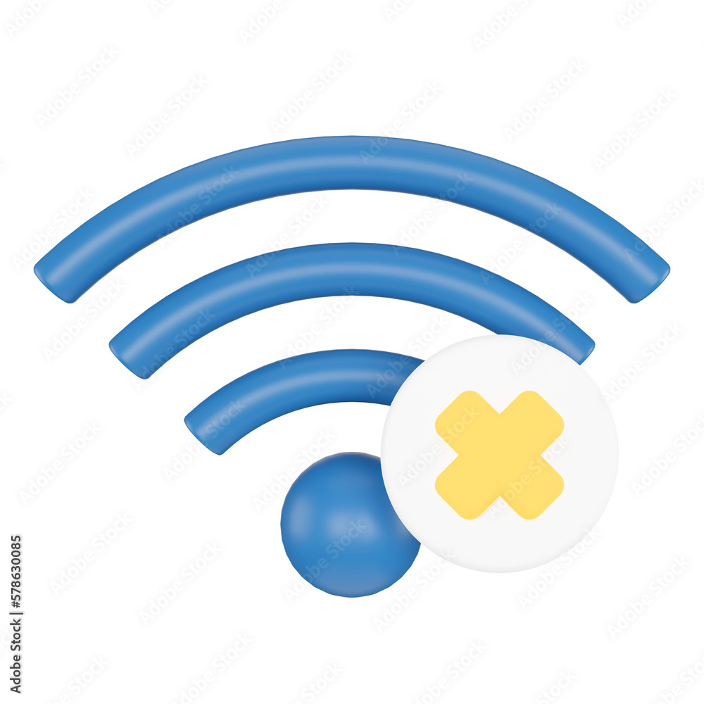 Aufkleber no wifi signal. wireless network. 3d rendering.