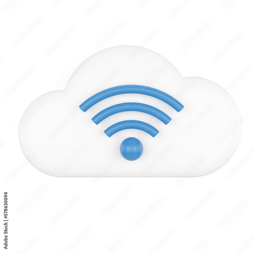 Fototapete cloud computing with wifi signal. wireless network. 3d rendering.