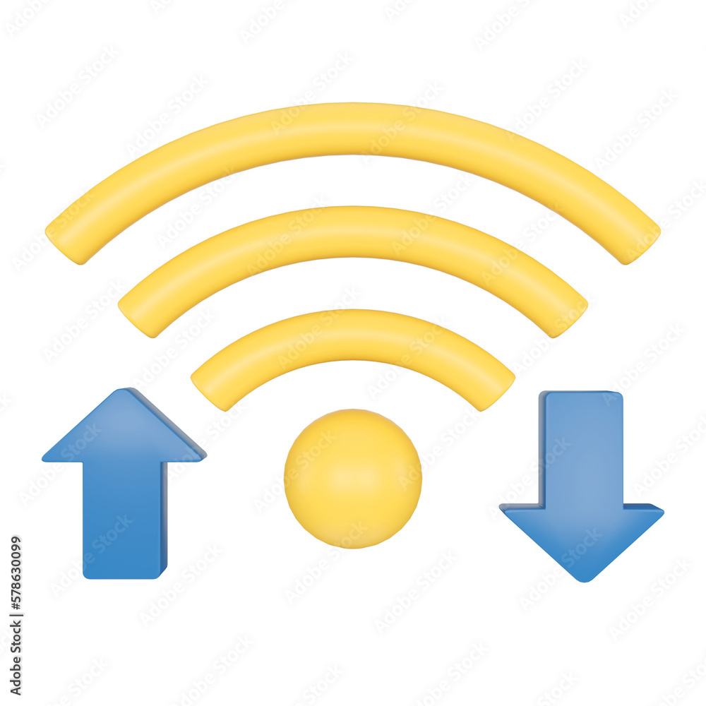 Aufkleber transfer signal. wireless network. 3d rendering.