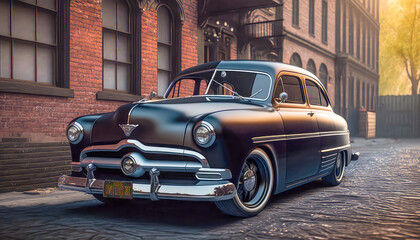 US Autos aus den 50-er Jahren Old Cars Cuba Retro Classic Abstrakte Illustration Gnerative AI Digital Art Hintergrund Background Cover Magazin