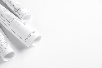 Architects concept, engineer architect designer freelance work on start-up project drawing, construction plan architect design working drawing sketch plans blueprints and making construction model