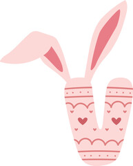 Rabbit Bunny Easter Holiday Alphabet V