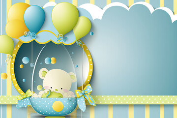 Baby shower greeting card. Boy. Generative AI