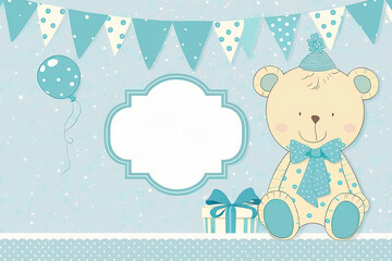 Baby shower greeting card. Boy. Generative AI