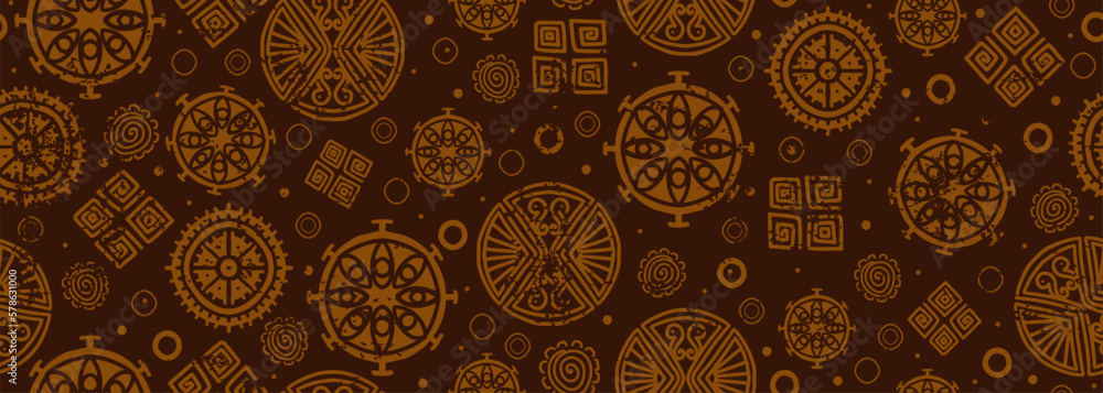 Poster background pattern with abstract circle ethnic. decorative seamless shape geometry drawing.