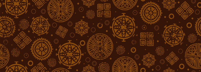 Background pattern with abstract circle ethnic. Decorative seamless shape geometry drawing.