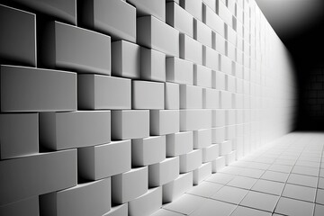 Wall of white tiles. Generative AI