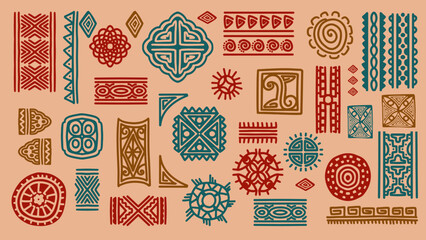 Ethnic object set, african traditional doodle elements. Vector illustration for your graphic project and print. © ngupakarti