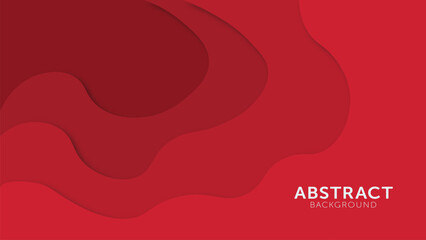 Red paper cut rounded shapes, abstract background in modern paper style for decor element or template.