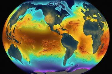 Ocean temperatures rise planet earth. Generative AI - obrazy, fototapety, plakaty