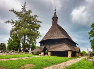 Fototapeta na wymiar The wood church of Tvrdosin in central Slovakia, Unesco Heritage Site, Europe.