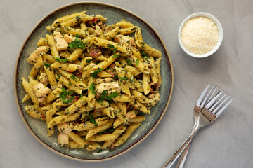 Homemade One-Pot Chicken Spinach Bacon Alfredo Pasta Ready to Eat.