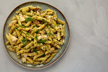 Homemade One-Pot Chicken Spinach Bacon Alfredo Pasta Ready to Eat.
