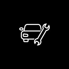 Car repair service line icon. Symbol, logo illustration isolated on black background. 