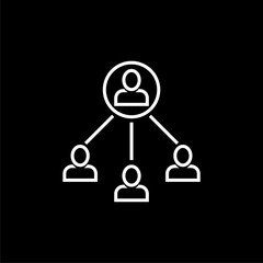 Business Company Coordination Pictogram. Team People icon isolated on black background.