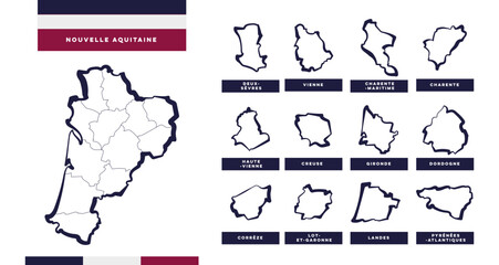 R&eacute;gions et d&eacute;partements Nouvelle-Aquitaine
