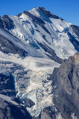 Close view of  the Jungfrau Swiss Alps and glacier from Schlithorn mountain