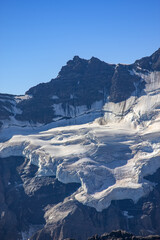 Close view of  the Jungfrau Swiss Alps and glacier from Schlithorn mountain