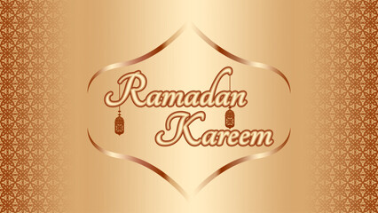 Ramadan kareem typography background golden design vector illustration