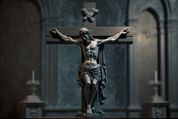 Good Friday with cross background, Christian holiday commemorating the crucifixion of Jesus and his death at Calvary. Generative ai