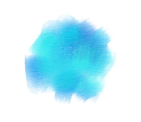 Blue blurred watercolor stain on the texture of the paper. Abstract blue stain on transparent background. Ink drop. PNG