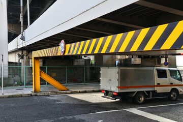 Low clearance railway viaduct in Osaka