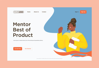 A website for a Mentor best of Product company homepage design illustrations vector.