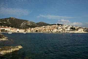 Fototapeta premium Panorama of the town of Hvar during the winter
