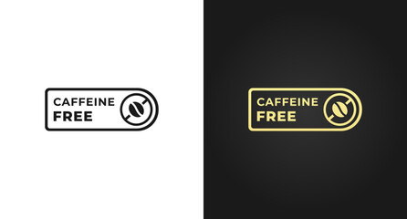 Caffeine free mark vector or decaffeinated coffee label vector in flat style. Caffeine free mark vector for coffee product packaging. Caffeine free label for decaffeinated coffee symbol. - obrazy, fototapety, plakaty