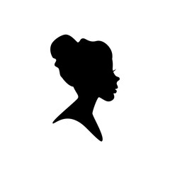 Silhouette of black woman.Woman face with hairstyle.Side view vector illustration