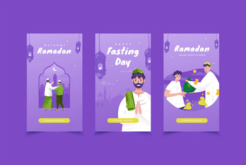 Ramadan greetings illustration on social media stories template