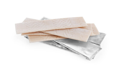 Sticks of tasty chewing gum isolated on white